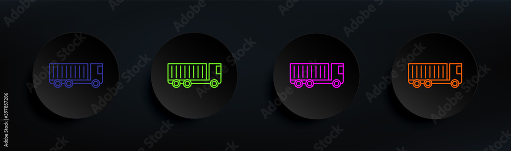 Poster truck dark badge color set. simple thin line, outline vector of manufacturing icons for ui and ux, w