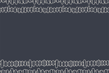 Seamless horizontal border pattern with hand pattern of stones. Doodle style illustration. Shapes ornament. Space for text. Vector color background.