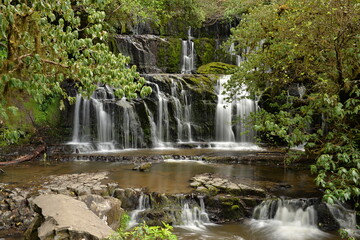 Fototapeta na wymiar Purakaunui Falls in Otago New Zealnd