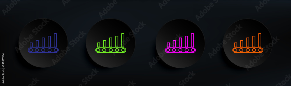 Poster manufacturing dark badge color set. simple thin line, outline vector of manufacturing icons for ui a