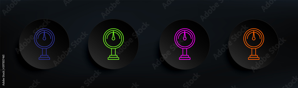 Poster meter dark badge color set. simple thin line, outline vector of manufacturing icons for ui and ux, w
