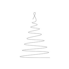 Christmas tree on white background, vector illustration