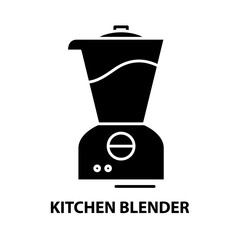 kitchen blender icon, black vector sign with editable strokes, concept illustration