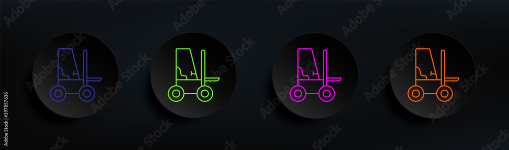Aufkleber forklift dark badge color set. simple thin line, outline vector of manufacturing icons for ui and ux