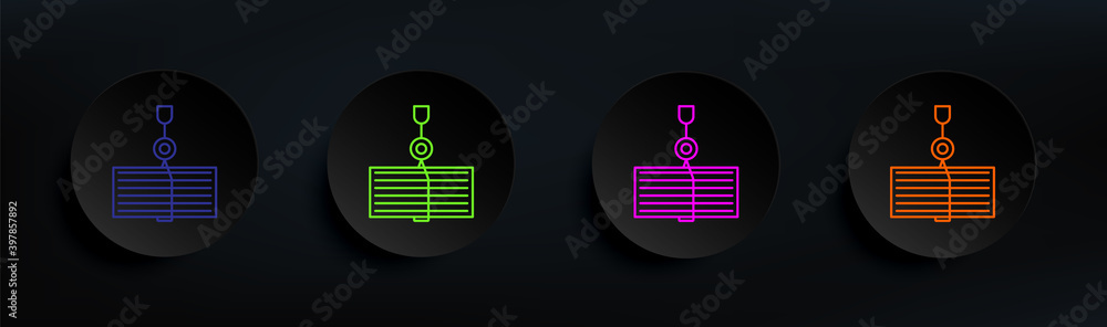 Poster container dark badge color set. simple thin line, outline vector of manufacturing icons for ui and u