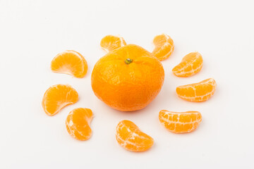Mandarin-Honey Murcott oranges on white background, Golden orange to celebrate the Chinese festival.