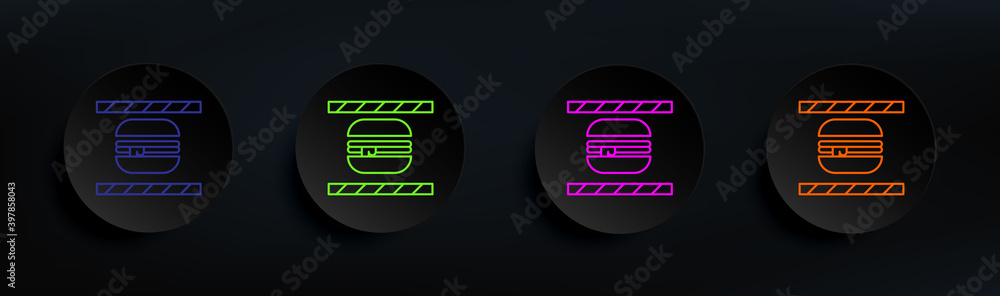 Poster food dark badge color set. simple thin line, outline vector of manufacturing icons for ui and ux, we