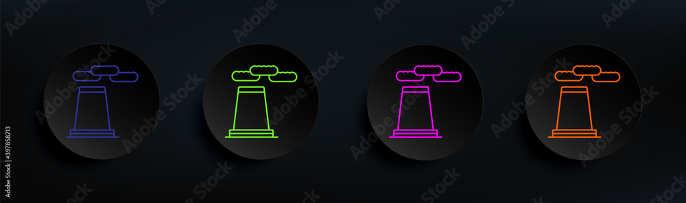 Poster factory dark badge color set. simple thin line, outline vector of manufacturing icons for ui and ux,