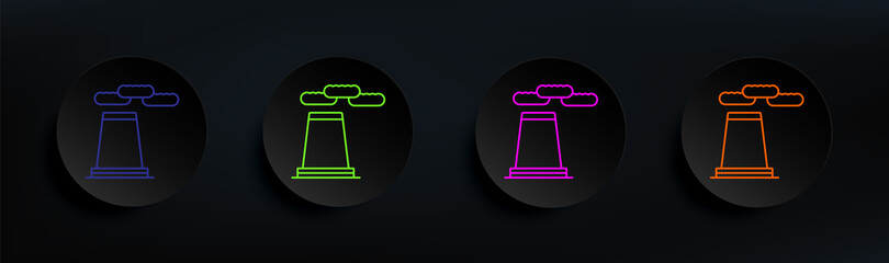 factory dark badge color set. Simple thin line, outline vector of manufacturing icons for ui and ux, website or mobile application