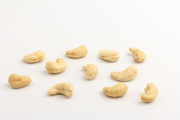 Fototapeta na wymiar Raw cashew nuts isolated on white background.