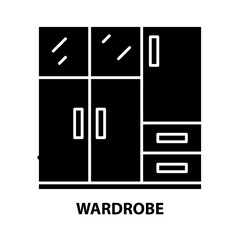wardrobe icon, black vector sign with editable strokes, concept illustration
