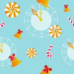 Seamless pattern christmas .Blue and gold background.Vector illustration