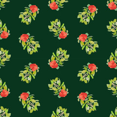 Seamless pattern of delicate red roses