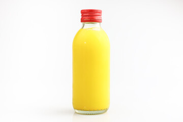 Orange Juice in a Bottle Isolated on White. The concept of beverages, health food and diet.