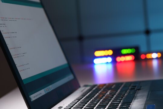 Computer program code on laptop screen