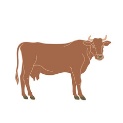 Cow in colored flat style. For logo, icons, emblems, template, badges. Vector illustration