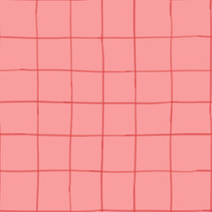 Fototapeta premium Cells hand drawn on pink watercolor seamless pattern for valentine day - fabric, wrapping, textile, wallpaper, background.