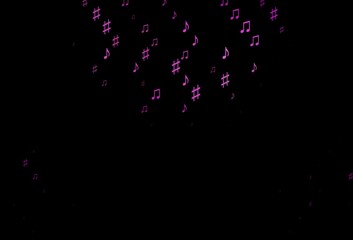 Dark Purple vector backdrop with music notes.