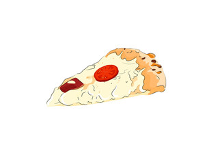 Vector illustration of a slice of pizza on a white background.