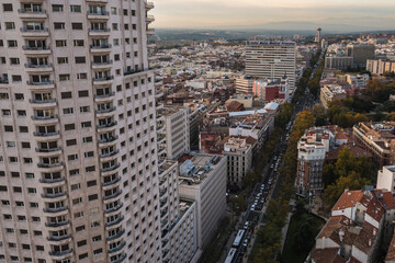 Cityscape of Madrid from the Spain Building (Spain Square)