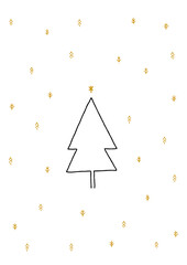 Christmas minimal vector graphic postcard