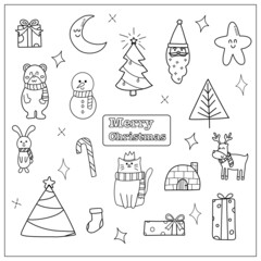Obraz premium coloring page,cute christmas elements.