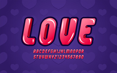 Red bold font, trendy rounded alphabet in the erotic style, modern italic letters and numbers, vector illustration 10EPS