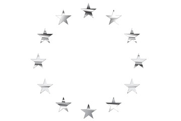 EU Sterne Kreis, Metall silber isoliert auf weiß