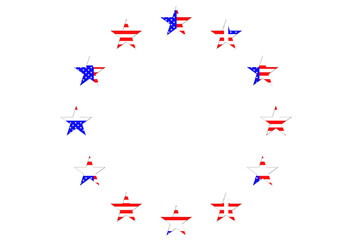 EU Sterne Kreis, USA Design isoliert auf weiß