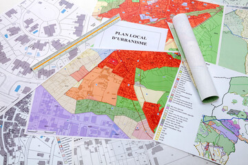 Urbanisme - Aménagement du territoire - Cartes de plan local d'urbanisme et cadastre