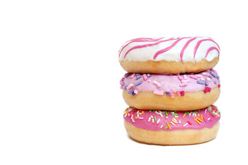 Different donuts on a white background