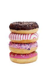 Different donuts on a white background