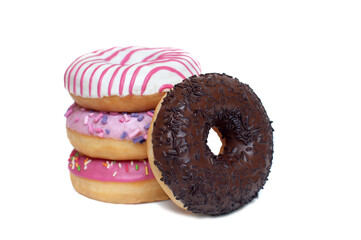 Different donuts on a white background