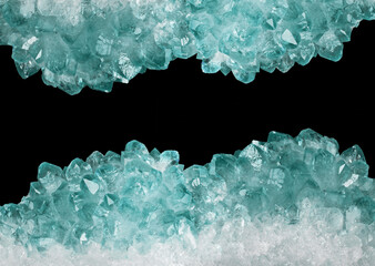 bright cyan crystals stripes isolated on black