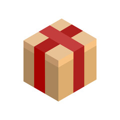 Isometric parcel icon.Box vector illustration isolated on white background.