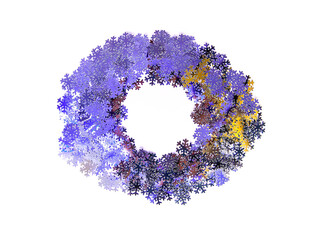 Frame of the colorful confetti snowflakes festive bright background or Christmas or New Year party...