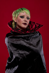 Woman dressed in gothic clothes, scary halloween