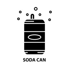 soda can icon, black vector sign with editable strokes, concept illustration