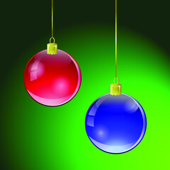 Red and blue christmas balls