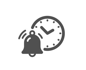 Alarm clock bell icon. Time reminder sign. Notification clock symbol. Quality design element. Flat style alarm clock icon. Editable stroke. Vector