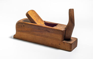 Old wooden jointer isolated on a white background
