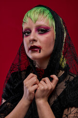 Woman dressed in gothic clothes, scary halloween