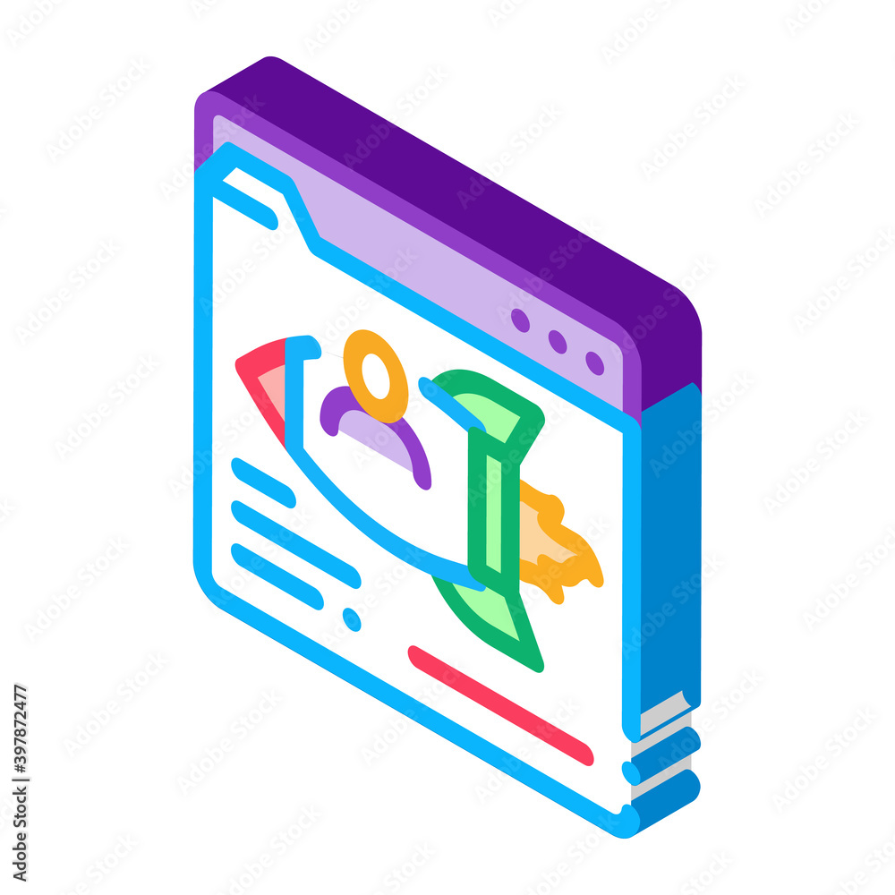 Poster web site find fast job icon vector. isometric web site find fast job sign. color isolated symbol ill