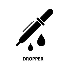 dropper symbol icon, black vector sign with editable strokes, concept illustration