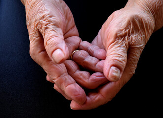 Close up picture of elderly hands of a woman