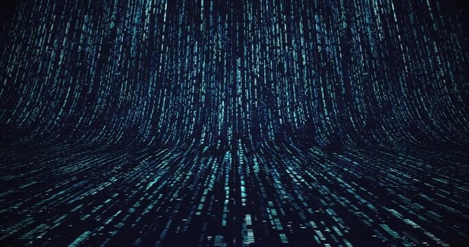 Digital Data Streaming Slowly. Artificial Intelligence Code. Technology Related 3D Animation.
