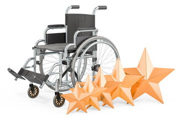 Fototapeta na wymiar Customer rating of manual wheelchair concept. 3D rendering