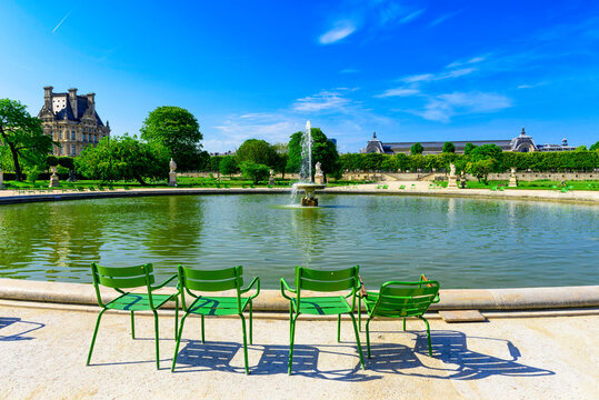 Tuileries Garden is public garden between Louvre Museum and Place de la Concorde in Paris, France
