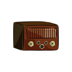 illustration of vintage antique radio on white background