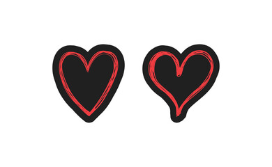 Heart doodles set. Hand drawn hearts collection. Valentine's day sketched design elements.